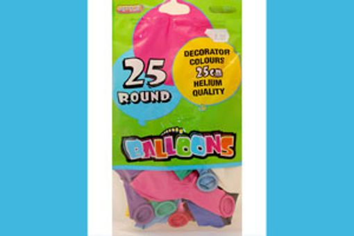 25 Pack Round Balloons - MIXED 