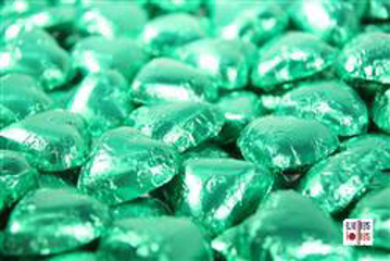 Green Foiled Hearts in 500g  Bag