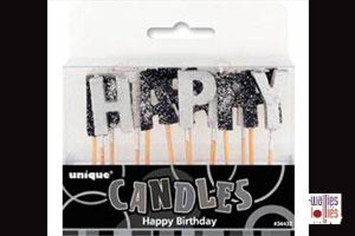 Happy Birthday Black Stick Candles