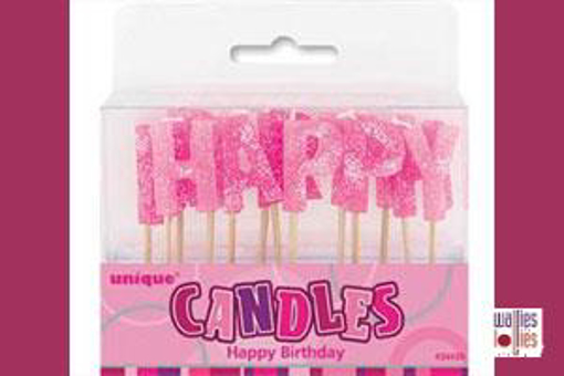 Happy Birthday Pink Stick Candles