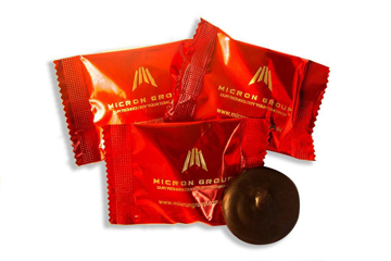 Hazelnut Flavoured Flow Wrapped Restaurant Chocolate with branding 28� Per chocolate