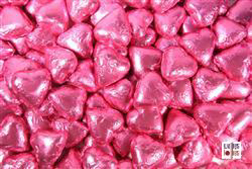 Hot Pink Foiled Hearts in 500g Bag