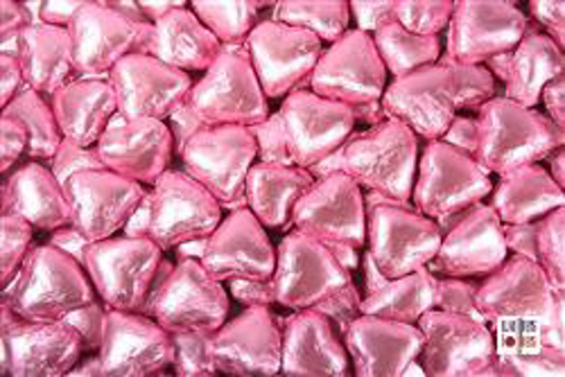 Ice Pink Foiled Hearts in 500g Bag