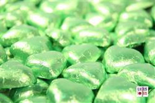 Lime Foiled Hearts in 500g Bag