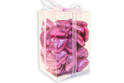 Mother's Day Pink Foil Hearts Large Cube Gift Box 500g