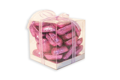 Mother's Day Pink Foil Hearts Medium Cube Gift Box 300g
