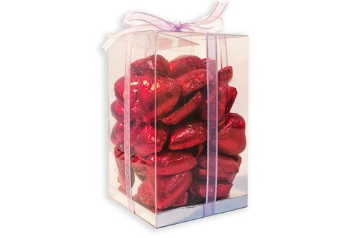 Mother's Day Red Foil Hearts Large Cube Gift Box 500g