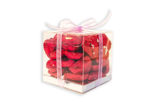 Mother's Day Red Foil Hearts Medium Cube Gift Box 300g
